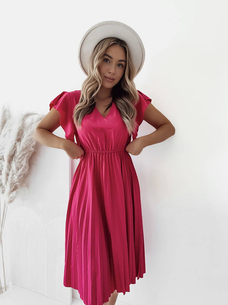 Royalfashion Дамска плисирана миди рокля