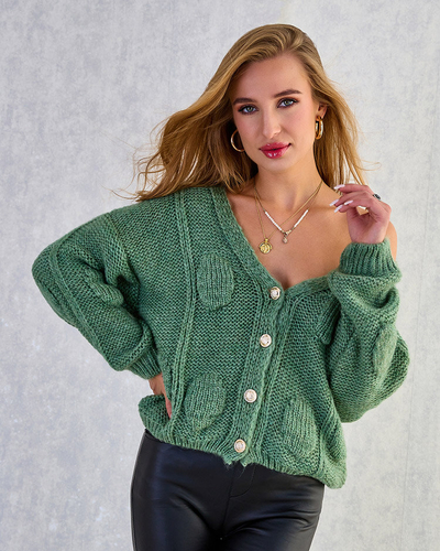 Royalfashion Дамски плетен пуловер с копчета