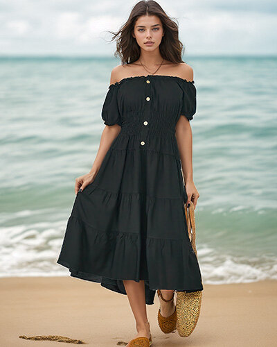 Royalfashion Дамска испанска рокля с дължина до коляното