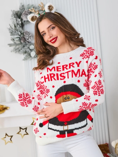 Royalfashion Дамски коледен пуловер със Санта