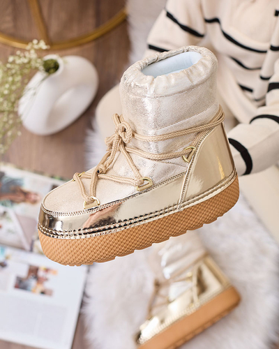 Royalfashion Дамски златни ботуши за сняг с дантела Yevnoie