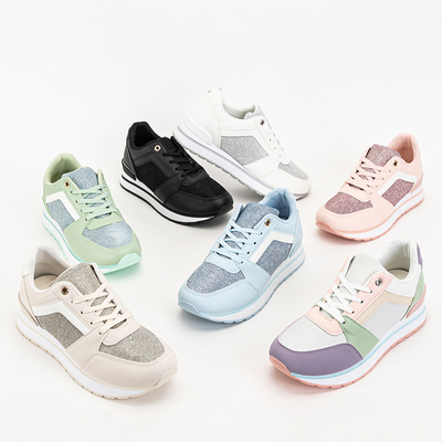 Zielone damskie sportowe sneakersy z brokatem Berilan - Obuwie