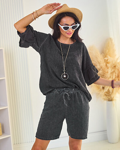 Royalfashion Летен дамски комплект от памук и лен