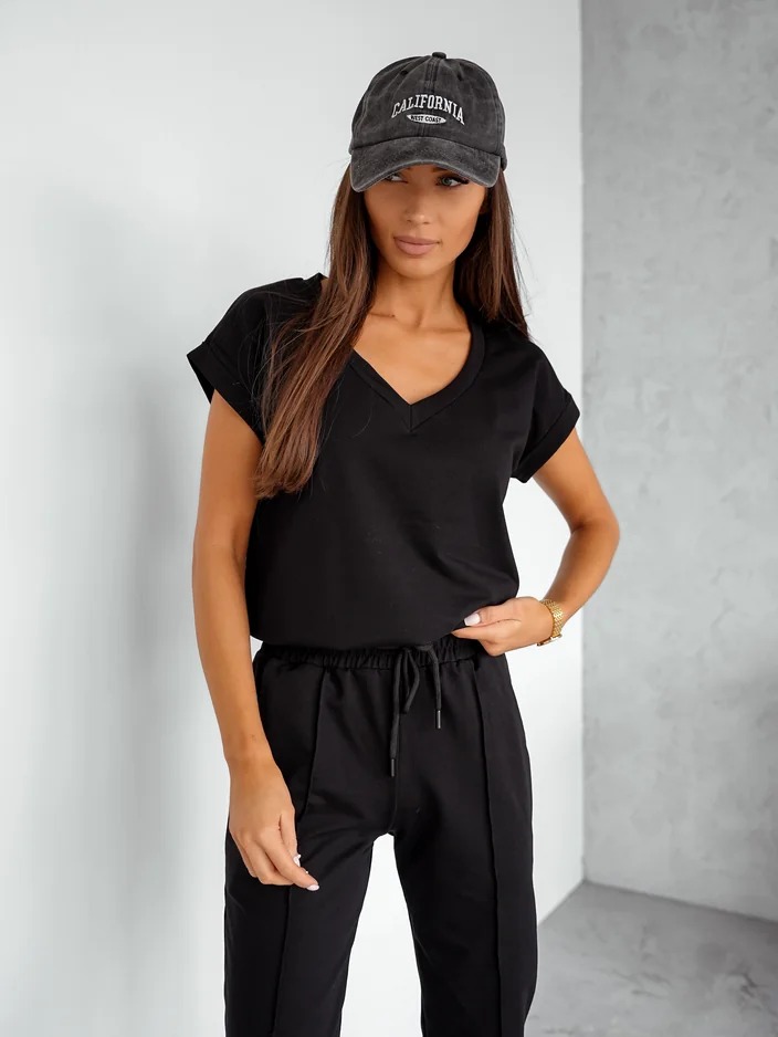 Royalfashion дамски памучен комплект с къси ръкави