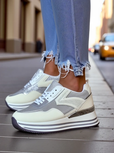 Royalfashion Дамски маратонки с брокат Borovis