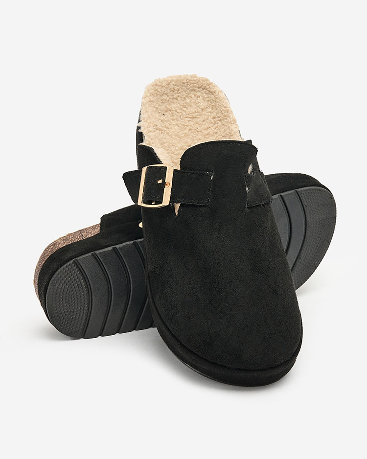 Royalfashion Дамски чехли с овча кожа и катарама Kajis