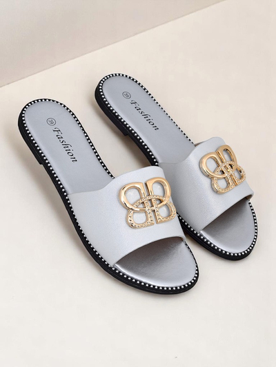 Royalfashion Дамски чехли на равна подметка Aura Gold