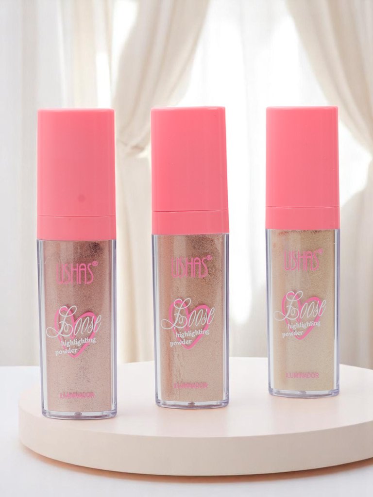 USHAS Рохкав хайлайтър за лице с апликатор пуф Редианс