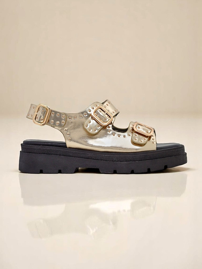 Royalfashion Дамски сандали на дебела подметка с камъчета Rocky Chic