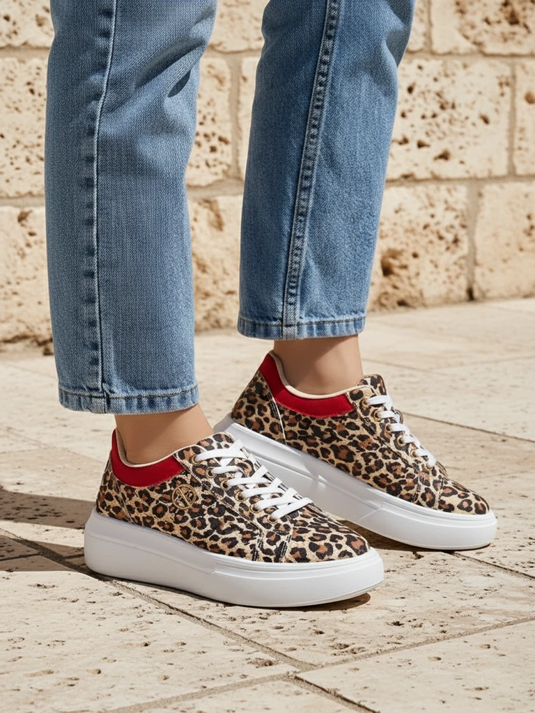 Royalfashion Дамски перфорирани спортни маратонки Leopess