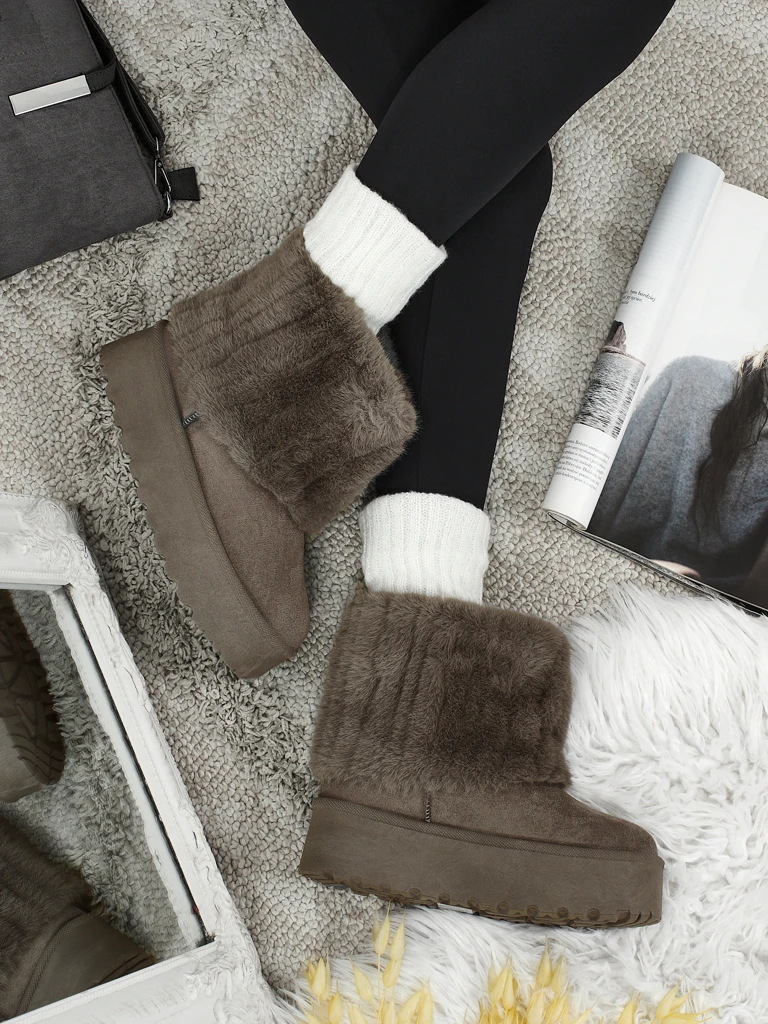 Дамски ботуши тип снегоходки с пухкава подплата Irelle