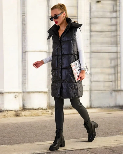 Royalfashion Дълга дамска жилетка с шевове