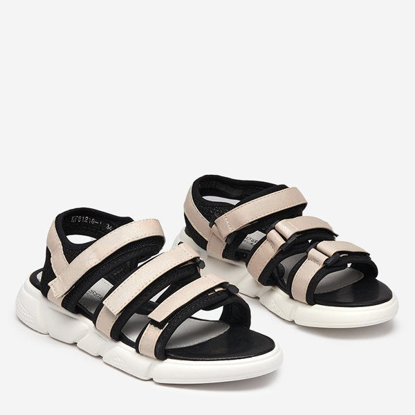 Dziewczęce sandałki zapinane na rzepy w kolorze beżowym Mumin- Obuwie