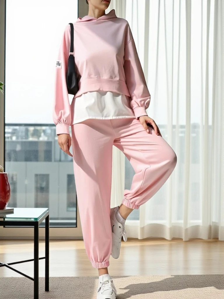 Royalfashion Дамски памучен комплект с вмъкваща се риза