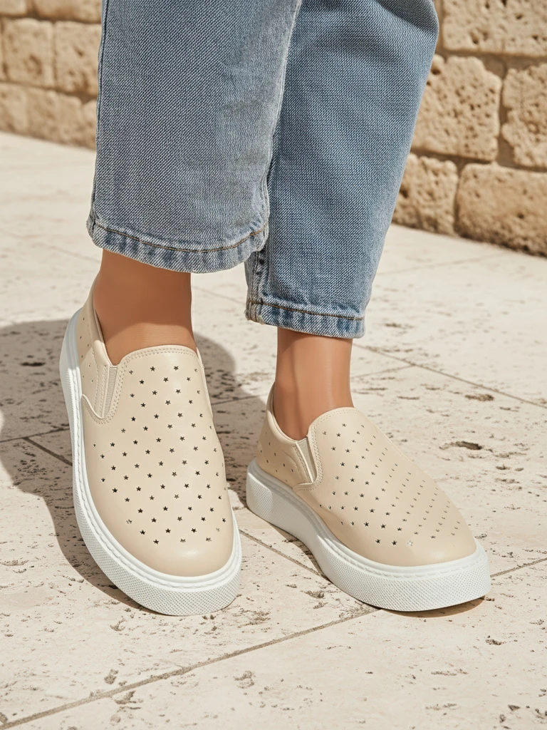 Дамски slip-on обувки Callista Бежови от екологична кожа на платформа