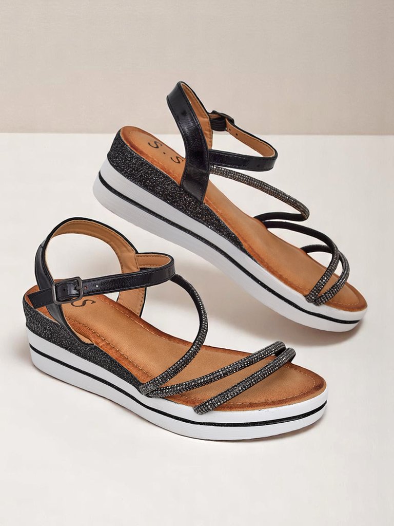 Royalfashion дамски сандали на платформа със стразове Ballosa