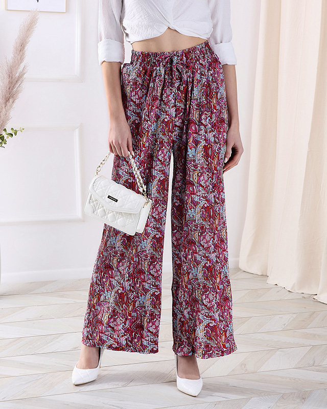 Дамски панталон с широки крачоли в червено - Облекло