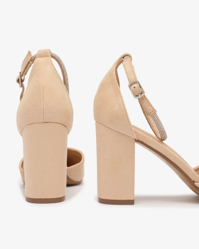 Royalfashion Бежови дамски обувки с циркони Britica