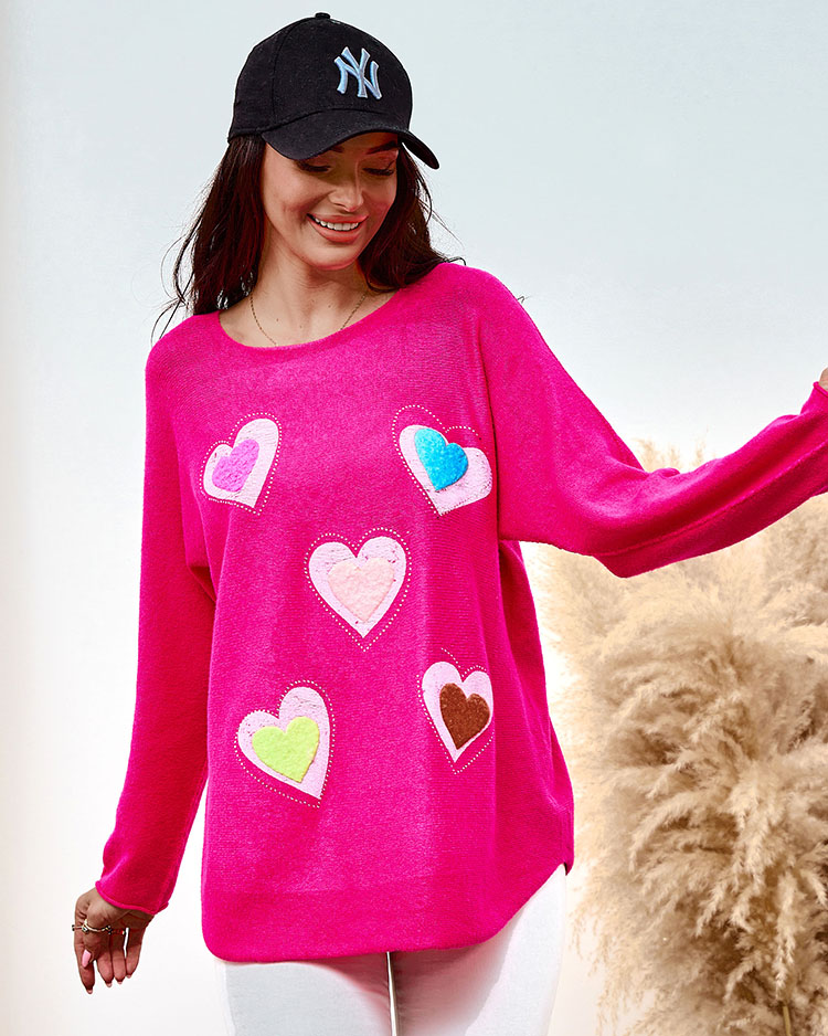 Royalfashion Тънък дамски пуловер със сърца