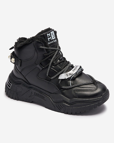 Czarne sneakersy z ociepleniem Pommie - Obuwie