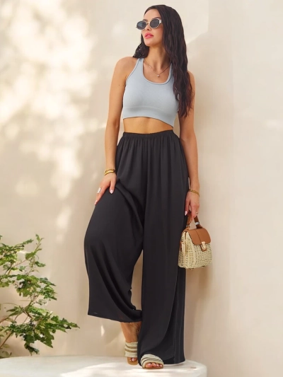 Royalfashion Женски панталони с прав крачол от вискоза