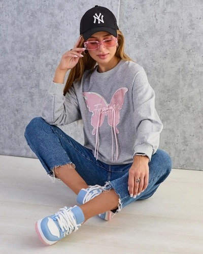 Royalfashion Дамски памучен суитшърт с тънък принт