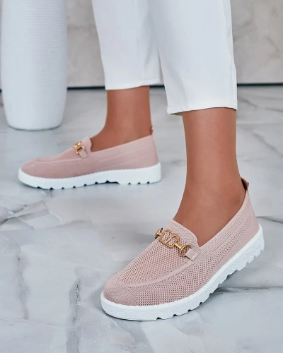 Royalfashion Дамски мокасини от плат със златна украса Erticae