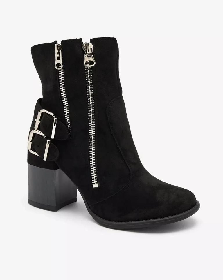 Royalfashion Дамски черни ботуши с украса Feirrgo