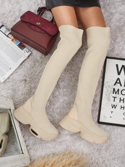 Дълги дамски ботуши с дебела подметка Ravmora