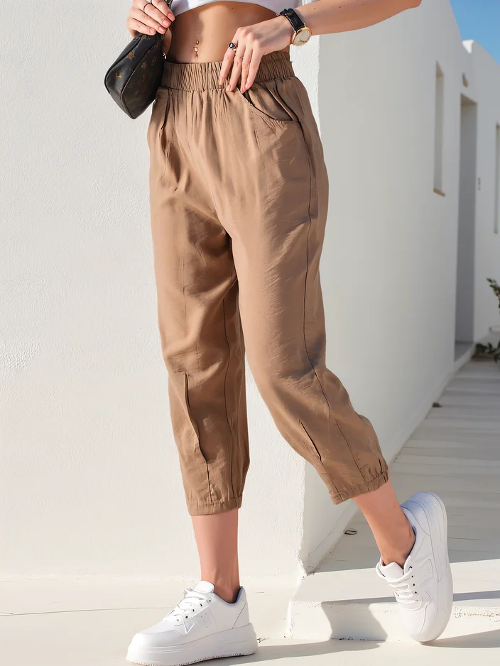 Royalfashion Прави дамски панталони от плат 7/8