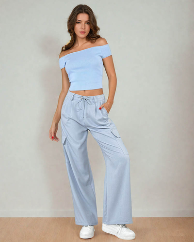 Royalfashion Дамски широки панталони с джобове