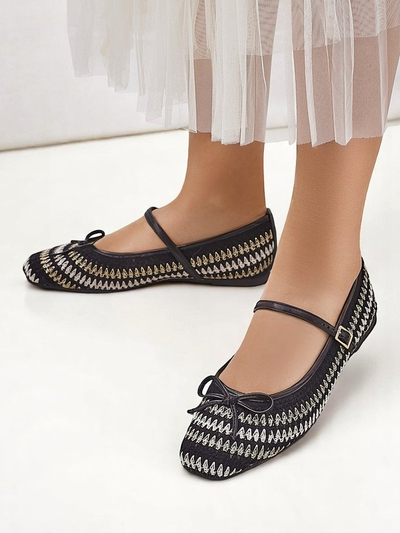 Royalfashion дамски плетени балеринки с каишка Vanot