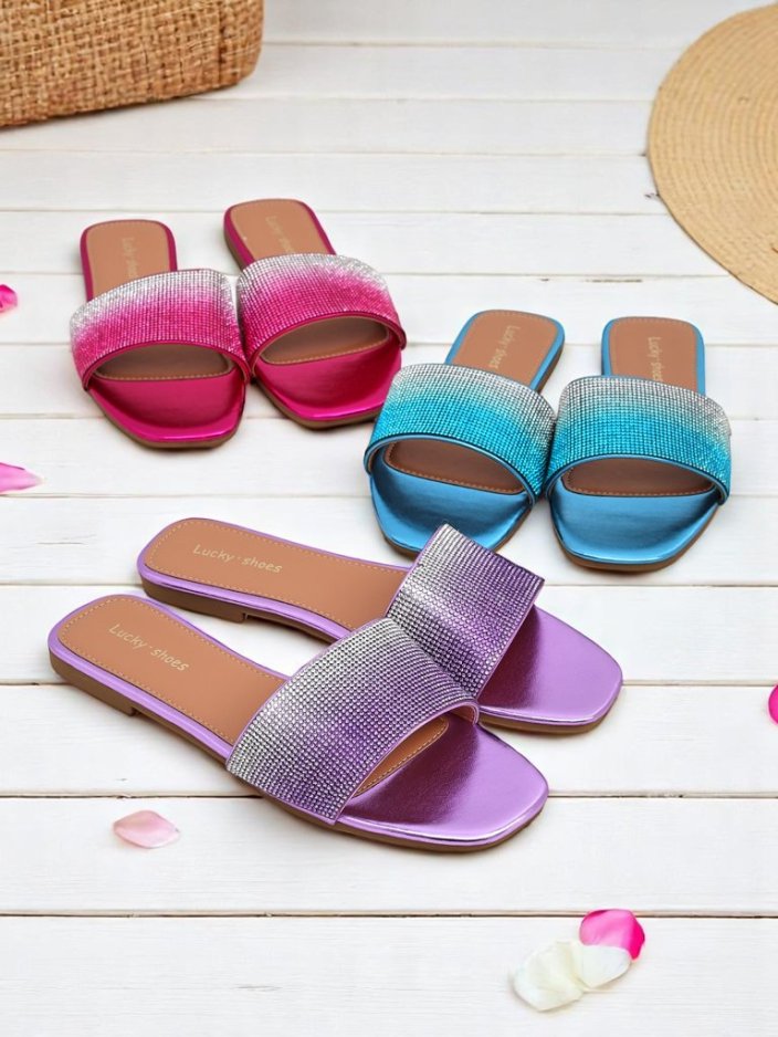 Royalfashion Дамски чехли с цирконии ShinyGlow