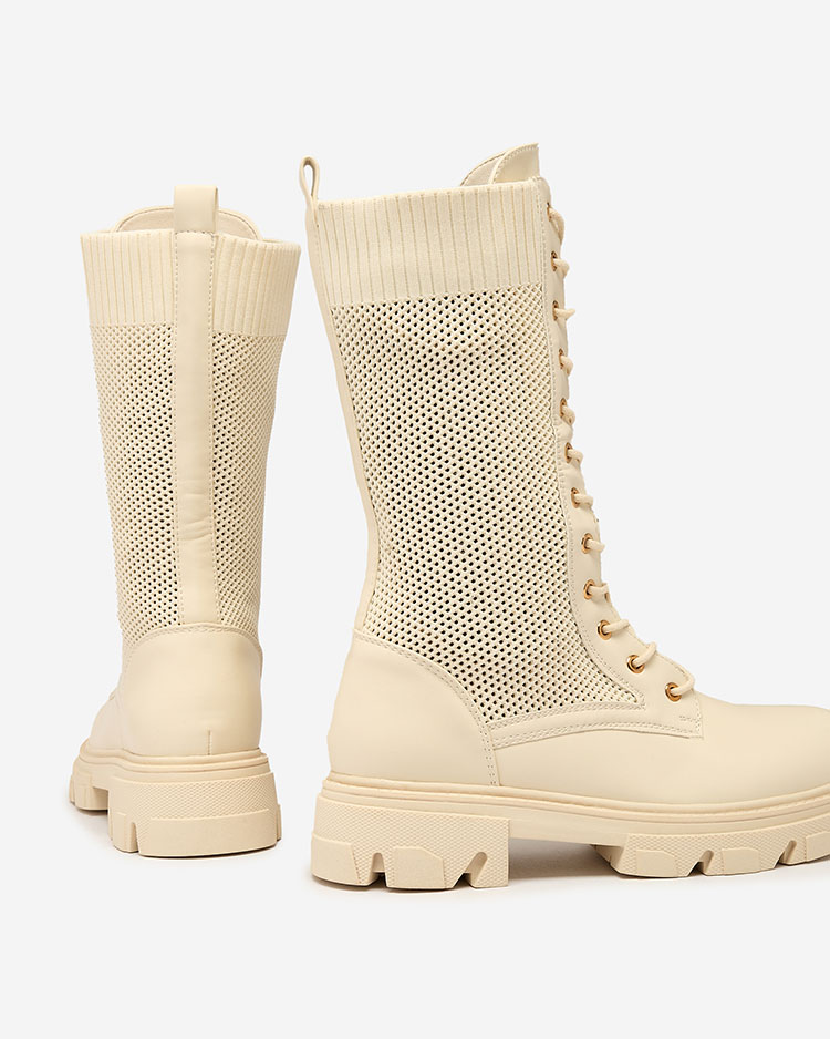 Royalfashion Дамски ажурни ботуши с дантела Buhomias