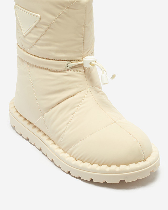 Дамски кремави ватирани ботуши за сняг с равна подметка Ferri - Обувки