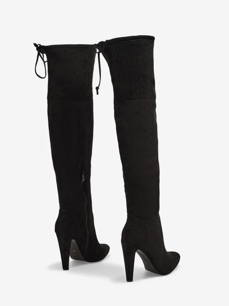 Дамски велурени еко ботуши над коляното на ток Eldirros