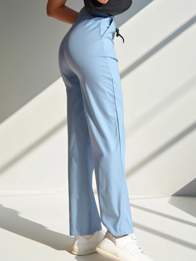 Royalfashion Широки дамски платнени панталони с памук