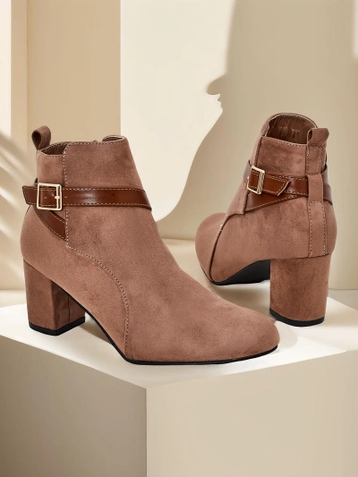 Дамски големи глезенови боти с плътен ток на Royalfashion Eloron