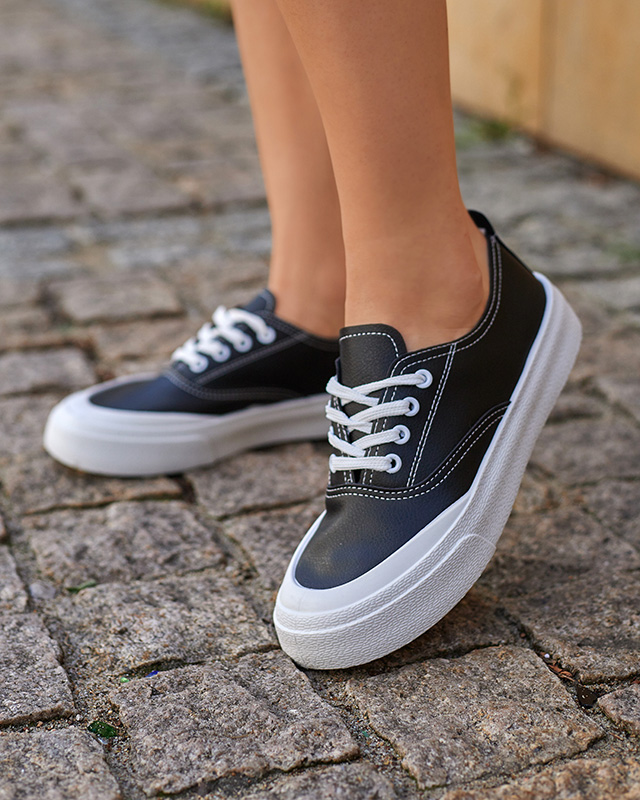 Czarne damskie tenisówki Lorino - Obuwie