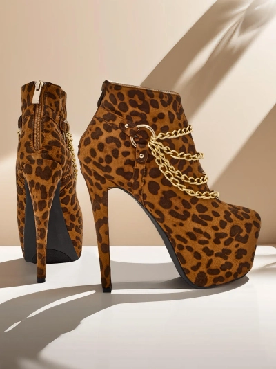 Дамски глезен ботуши на ток Роялфешън Лейдис Дамес