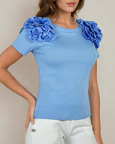 Royalfashion Прилепнала дамска блуза с ребра