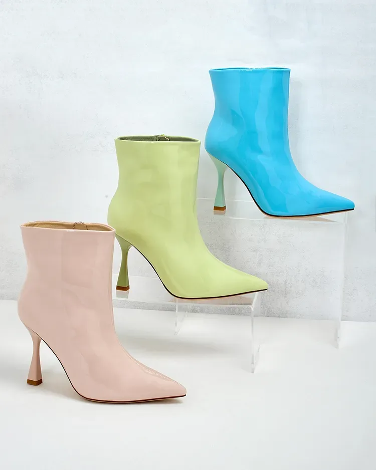 Royalfashion Loori лакирани дамски ботуши на ток