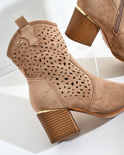 Royalfashion Дамски ажурни ботуши Mozie с нисък ток