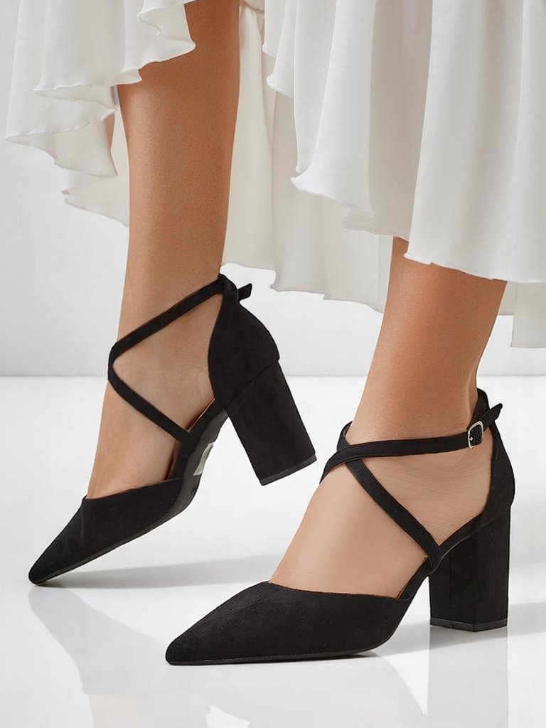 Royalfashion дамски еко-замшени помпи с каишки Kanastru