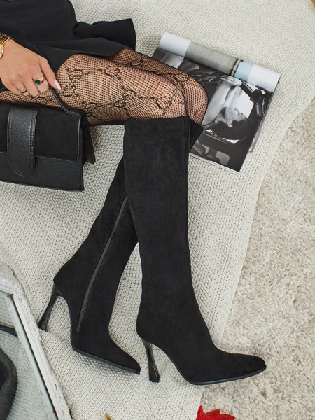 Дамски еко велурени ботуши на ток Arvelora