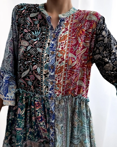 Royalfashion Шарена цветна къса дамска рокля