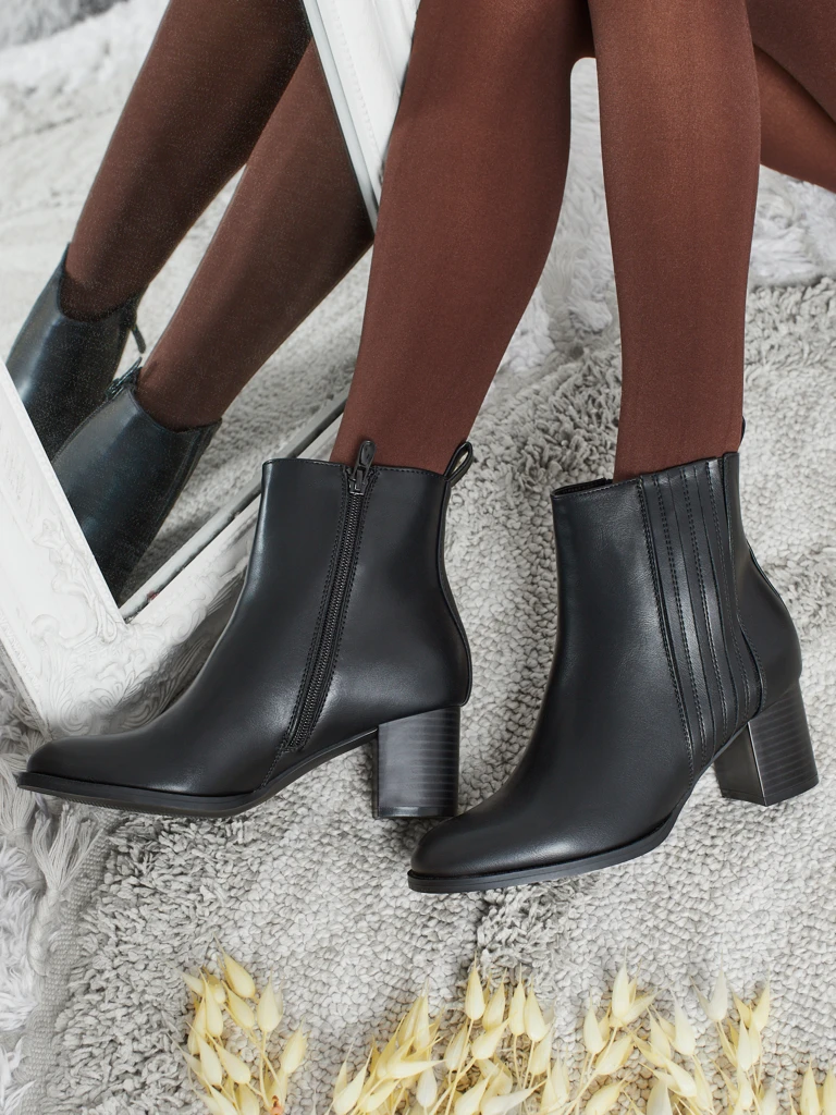 Дамски боти до глезена от еко кожа на ток Nerelle