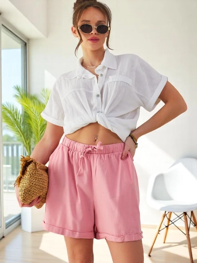 Royalfashion Дамски памучни къси панталони