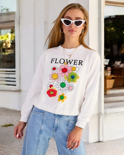 Royalfashion Дамски памучен суитшърт с тънък принт