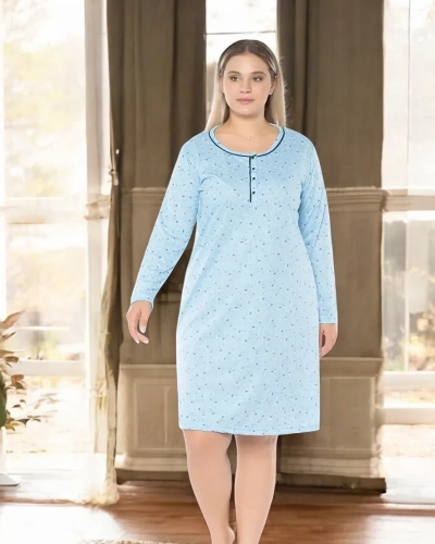 Дамска нощна риза Royalfashion с принт ГОЛЯМ РАЗМЕР